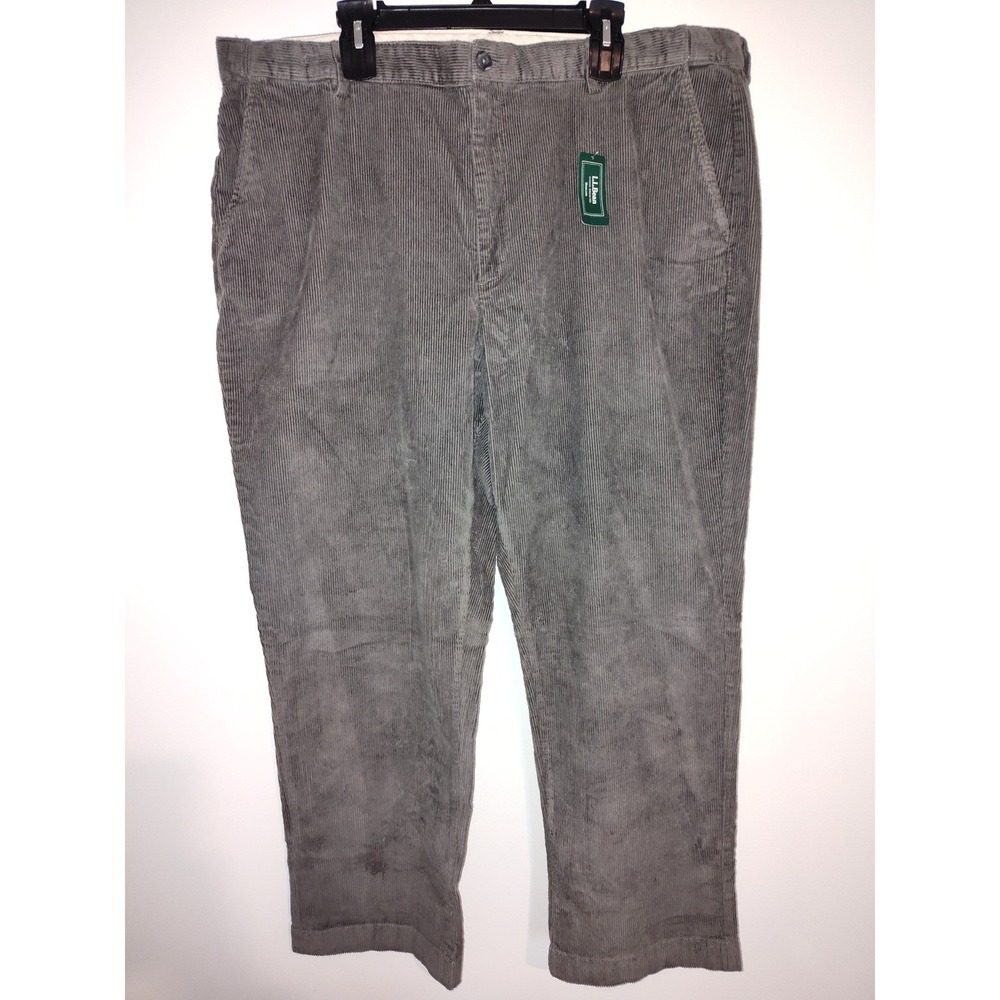 LL Bean Mens Comfort Waist Corduroy Pants Asphalt Grey 42x30 502864